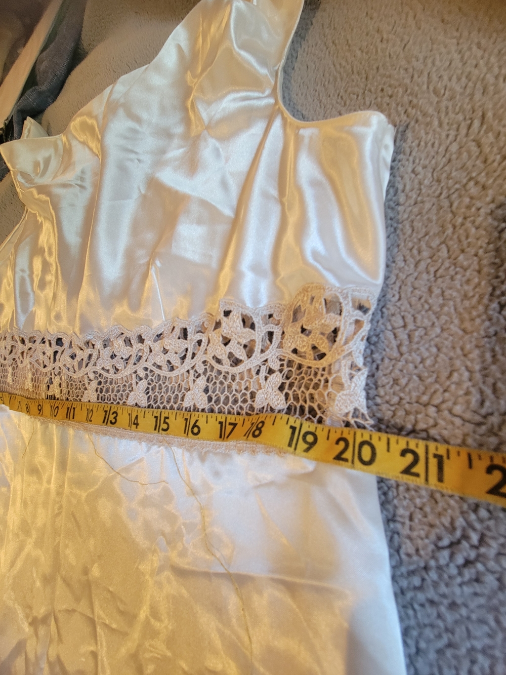 Bare Luxury Off-White Lace-Trim Satin Nightgown - Women Intimates - Picture 6 of 8